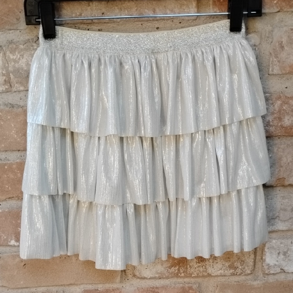 Cat & Jack Shimmering Silver Tiered Mini Skirt